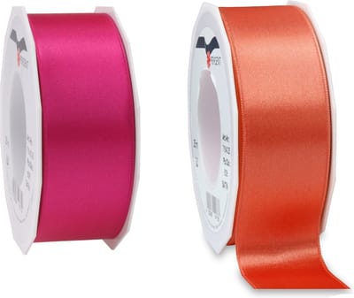Glorex hobby - Satijn cadeau inpak deco sierlint - 2 tinten roze - 25 meter x 4 cm