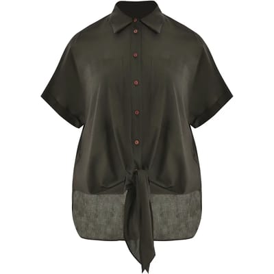 Katoenen popeline blouse met opgestikte zakken voor dames Mat Fashion