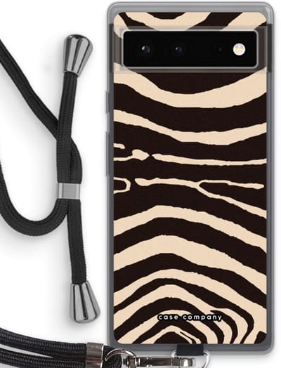 Case Company® - Hoesje met koord geschikt voor Google Pixel 6 hoesje met Koord - Arizona Zebra - Telefoonhoesje met Zwart Koord - Bescherming aan alle Kanten en Over de Schermrand