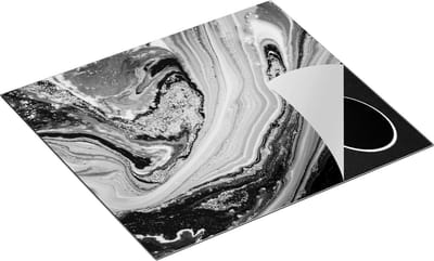 Chefcare Inductie Beschermer Abstracte Luxe Kunst - Zwart Wit - 60x50 cm - Afdekplaat Inductie - Kookplaat Beschermer - Inductie Mat
