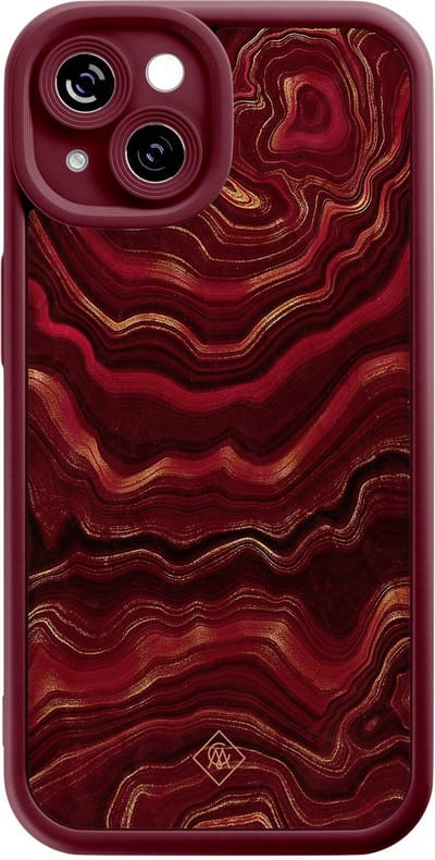Casimoda® hoesje - Geschikt voor iPhone 14 - Agate Rood - Effen telefoonhoesje met lensbescherming - Siliconen/TPU - Backcover - Rood