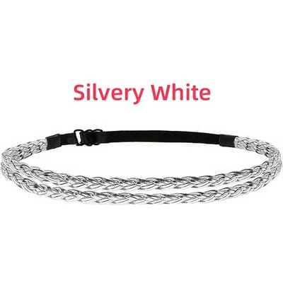 1 pièce Bandeau Tressé Chic Ajustable - Double Couche, Accessoire Cheveux en Cuir PU Élastique white