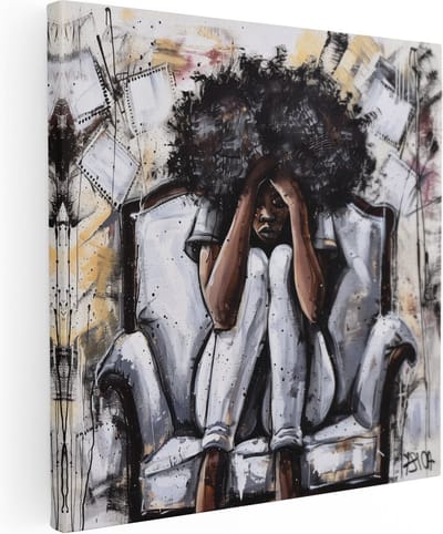 Artaza Canvas Schilderij Vrouw Abstract - 30x30 cm - Klein - Muurdecoratie Woonkamer - Wanddecoratie Portret Vrouw - Schilderijen Op Canvas