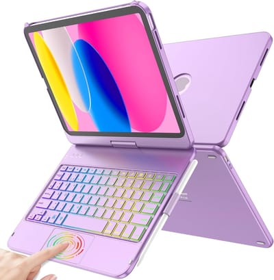 Keyboard Hoes voor iPad A16 11e Generatie 2025/10, 11 Inch met Precisie Trackpad en 7-Kleurige Verlichting, 360° Draaibaar en Notebook-achtig Ontwerp