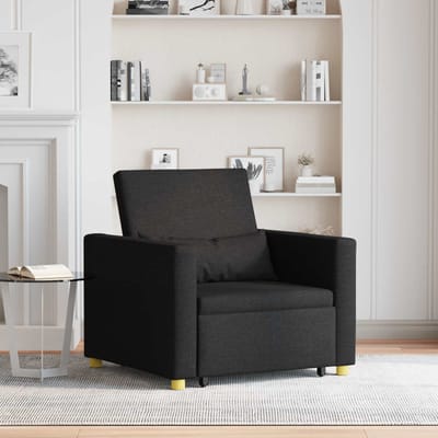 vidaXL - Uittrekbare - slaapbank - eenpersoons - Zwart - 90 - x - 165 - x - 87 - cm - Stof