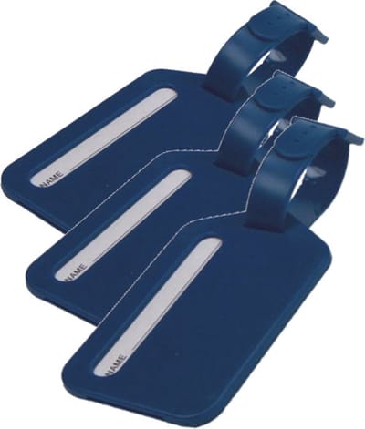 3x Bagagelabel met riempje - Kunststof - Blauw