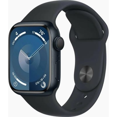 Smartwatch Apple Watch Series 9 GPS 41/45MM Aluminium Kast met Siliconen Sportband 41MM zwart