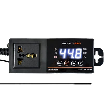 Reptielen Thermostaat - Temperatuurregelaar - Dierenverblijf Optimaliseren - Automatische Uitschakeling - 13.5 cm Lengte - Zwart