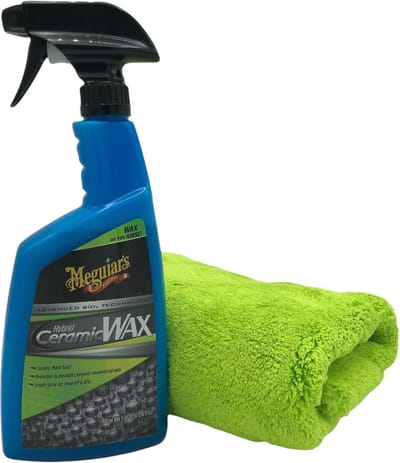 Meguiars Hybrid Ceramic Wax 768 ml Quick Detailer met Micrpfiber poetsdoek 40 x 40 380 gr/m2