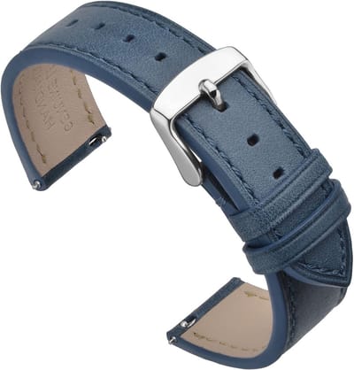 Horlogeband 22 mm - snelwissel leren band - vervangband met RVS sluiting - stijlvol en comfortabel - ShopVlot