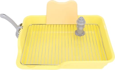 Hondentoilet Binnen - Plastbak Hond - Zindelijkheidstraining Puppy - Roestvrijstalen Gaas - 49x33.5 Cm - Geel