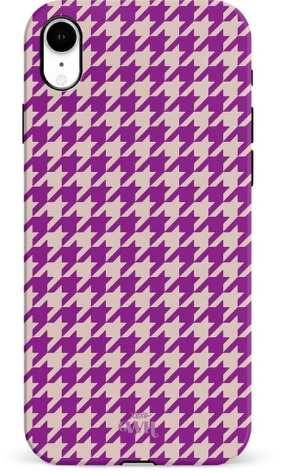 xoxo Wildhearts When In Paris Purple - Single Layer - Hardcase hoesje geschikt voor iPhone Xr hoesje - Paars hoesje - Hoesje geruit geschikt voor iPhone Xr - Paarse case geschikt voor iPhone Xr case - paars / beige