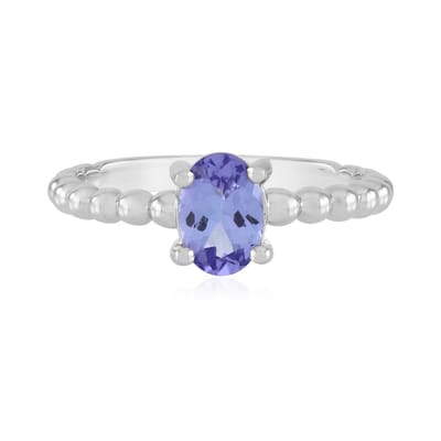 Cavill - Zilveren Ring met 0,716 ct Ovale Tanzaniet - 925 Sterlingzilver met Platina Afwerking - Elegante Luxe Damesring - Paarse Edelsteen