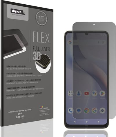 dipos FLEX – Matte Privacy Screenprotector geschikt voor BLU Bold K12 | Volledige Schermbescherming | Case-Friendly