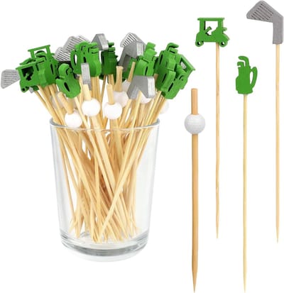 200 Houten Golf Cocktailprikkers, 4 Stuks Decoratieve Roerstaafjes voor Martini en Appetizers, Perfect voor Feestdecoraties