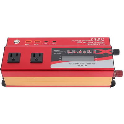 Rode 900W Stroomomvormer Gemodificeerde Sinusgolf Auto DC 12V 24V naar AC Converter met Dubbele Stopcontacten 2 Type C 2 USB-poorten beige