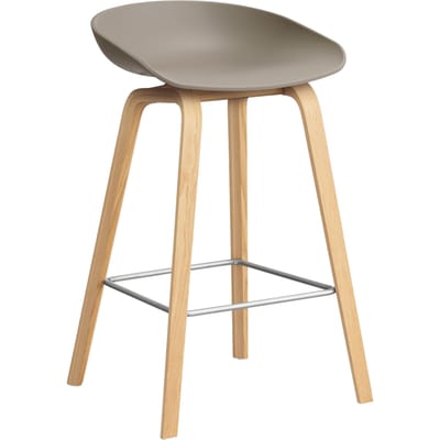 HAY About a Stool AAS 32 - kunststofglijders - Zithoogte 65 cm - voetbank roestvrij staal - lak op waterbasis - khaki 2.0