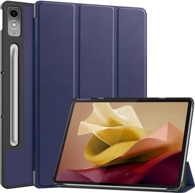 Hoes - Geschikt voor Lenovo Tab P12 - Dun & Stevig - Trifold Bookcase - Hard Cover Case - Met Uitsparing Geschikt voor Lenovo Pen - Hardcover Book - Tablet Hoesje - Donkerblauw