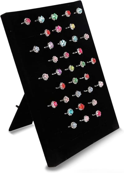 Sieradenhouder met 50 Compartimenten van Zwart Fluweel voor Ringen en Oorbellen, Perfecte Ringdisplay voor Organisatie