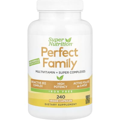 Super Voeding, Perfect Familie Multivitamine + Super Complex, IJzervrij, 240 Plantaardige Capsules