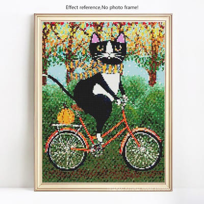 Broderie Diamant Animaux de la Nature Peinture Diamant Pierres Rondes Chat Diamant 20X30 black