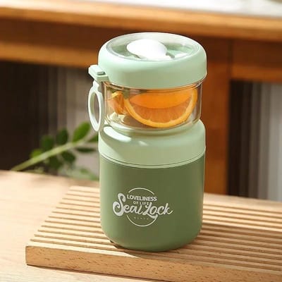 Tasse à soupe en acier inoxydable Tasses à avoine pour le petit-déjeuner Étudiants Employés de bureau Portable Tasse à lait et salade de fruits Récipient thermos scellé 2 white