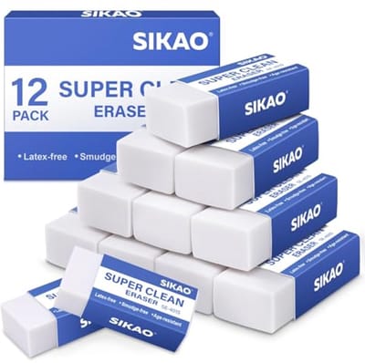 Grote Witte Gum, Pennen Gummen, Art Gummen voor Tekenen (12 stuks)