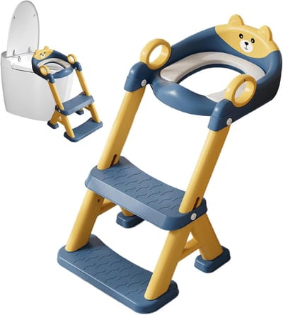 Toiletzitting met Opstapje - Kindertoilet Trainer - Zindelijkheidstraining - Opvouwbaar Antislip Ontwerp - 40x33cm - Donkerblauw
