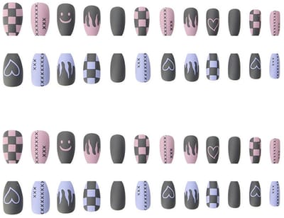 Dailygoods- Kunstnagels 48 Stuks - Matte Plaknagels - Valse Nagels met Lijm - Doodskiststijl - Herbruikbare Kunstnagels - Milieuvriendelijk ABS