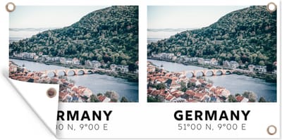 Schuttingposter Duitsland - Heidelberg - Zomer - Water - 200x100 cm - Tuindoek
