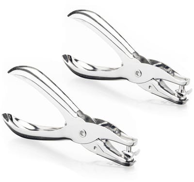 EXCITAT Gatpons - Enkele perforator - Metalen perforator - Geschikt voor papier, foto's, wenskaarten, kaarten - Zilver