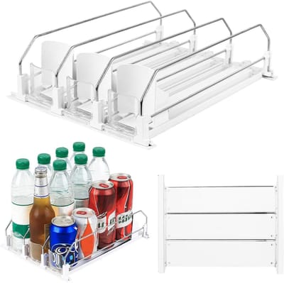 GELLDG Automatische blikjesorganizer voor de koelkast – 3-laags drankdispenser met zelfglijdend systeem – Biedt plaats aan 12 blikjes (dranken, bier, frisdrank) – 32 × 25 × 8,5 cm