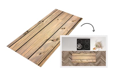 Keukenloper - Loper keuken - Retro - Plank - Hout - Natuur - 120x50 cm - Keukenloper vinyl