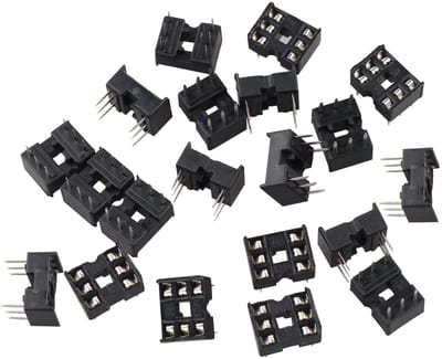 20 Stuks 6 Pin 2.54mm Pitch DIP/DIL IC Sockets voor Solderen - Adapter voor Elektronica en Projecten