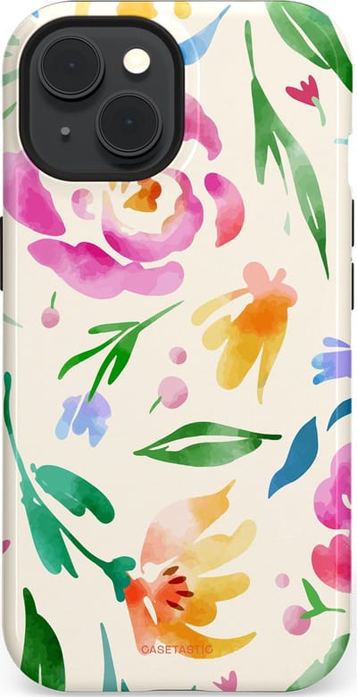 Casetastic Hoesje Geschikt voor Apple iPhone 15 Magsafe - Stijlvolle Beschermende Duo-layer Case - Floral Flow