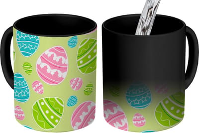 Magische Mok - Foto op Warmte Mokken - Koffiemok - Paasei - Patronen - Pasen - Magic Mok - Beker - 350 ML - Theemok