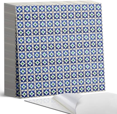 Coloray Plaktegels - Geometrisch tegelpatroon Zelfklevende Tegels - 20 cm x 20 cm - Blauw Plaktegels - 20 stuks - Vierkant PVC Tegels - Plaktegels Badkamer - Plaktegels Vloer - Vinyl Tegels - Wandtegel Zelfklevend