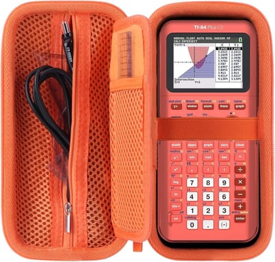 Duurzame hard case voor grafische rekenmachines zoals TI-84 Plus CE, TI-83 Plus en TI-Nspire CX II in oranje kleur