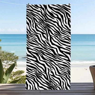 1 Pièce Serviette de Plage Imprimé Rayures Zèbre Séchage Rapide Légère Respirante Confortable Pour l'Été la Piscine et les Activités en Plein Air 70x140cm