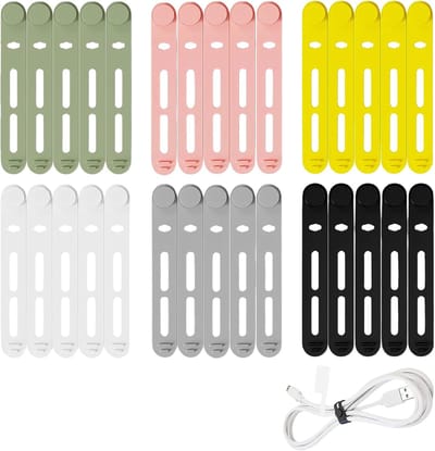 Kabelbinders - Siliconen Kabelriemen, Herbruikbare Klikkabelbinders, Opgeruimde Clips - Organizer Voor Het Organiseren en Opbergen Van Oplaadkabels