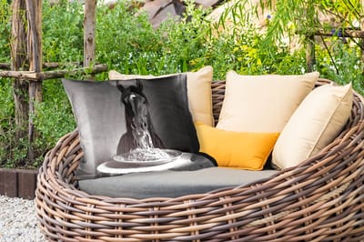 Buitenkussens - Tuin - Paard - Bord - Pasta - Tafelkleed - Zwart Wit - Dieren - 50x30 cm