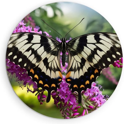 Saammp Muurcirkel Hout - Vlinder - Bloemen - Dieren - Ø 90 - Wandcirkel - Wanddecoratie Cirkel - muurdecoratie Woonkamer - Slaapkamer decoratie - Rond Schilderij