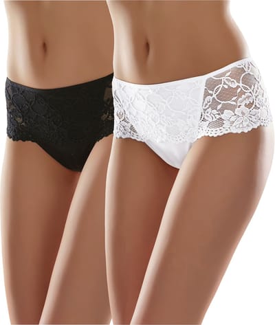 Merry Style Dames Brazilian Onderbroek - Katoen - Regular Taille - 2-Pack - MS-GAB-39-String-2P - (2Pack) Zwart/Wit - S