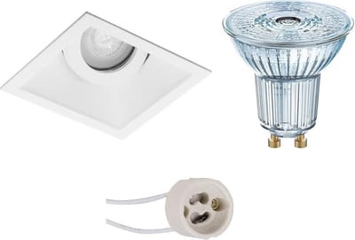 LED Spot Set - LEDVANCE Parathom PAR16 940 36D - Pragmi Zano Pro - GU10 Fitting - Dimbaar - Inbouw Vierkant - Mat Wit - 3.4W - Natuurlijk Wit 4000K - Kantelbaar - 93mm