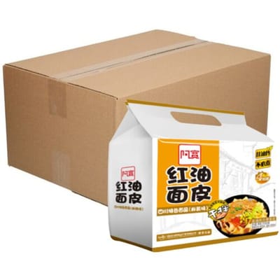 Bai Jia Akuan noedels met rode-olie- en sesamsaussmaak 4 pakken 12 x 480 g 1 doos