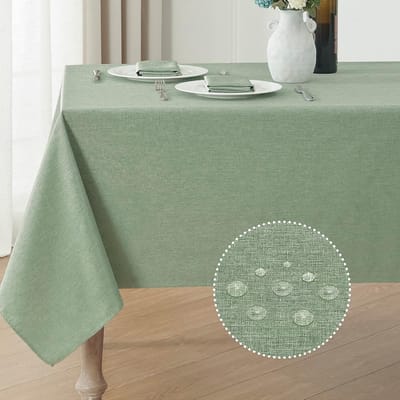 Tafelloper-Rechthoekig Linnen Tafelkleed 52×70 inch – Waterdicht & Vlekkbestendig – Saliegroen – Voor Diner, Bruiloft & Feest