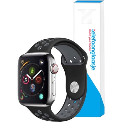 Siliconen sportbandje Apple Watch 1/2/3/4/5/6/SE ? 42/44mm - Zwart/Grijs