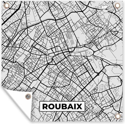 Tuin poster Plattegrond - Roubaix - Stadskaart - Kaart - Frankrijk - 200x200 cm - Tuindoek