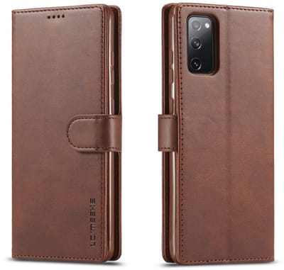 LC.IMEEKE Hoesje - Geschikt voor Samsung Galaxy S20 FE Hoesje - LC.IMEEKE Luxe Book Case - Donkerbruin