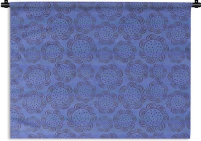 Wandkleed - Wanddoek - Bloemen - Patronen - Blauw - 120x90 cm - Wandtapijt